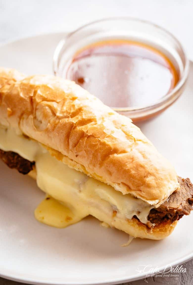 A classic French Dip Sandwich with a delicious jus! SLOW COOKER OR INSTANT POT | cafedelites.com