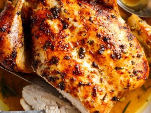 Garlic Herb Butter Roast Chicken | https://cafedelites.com