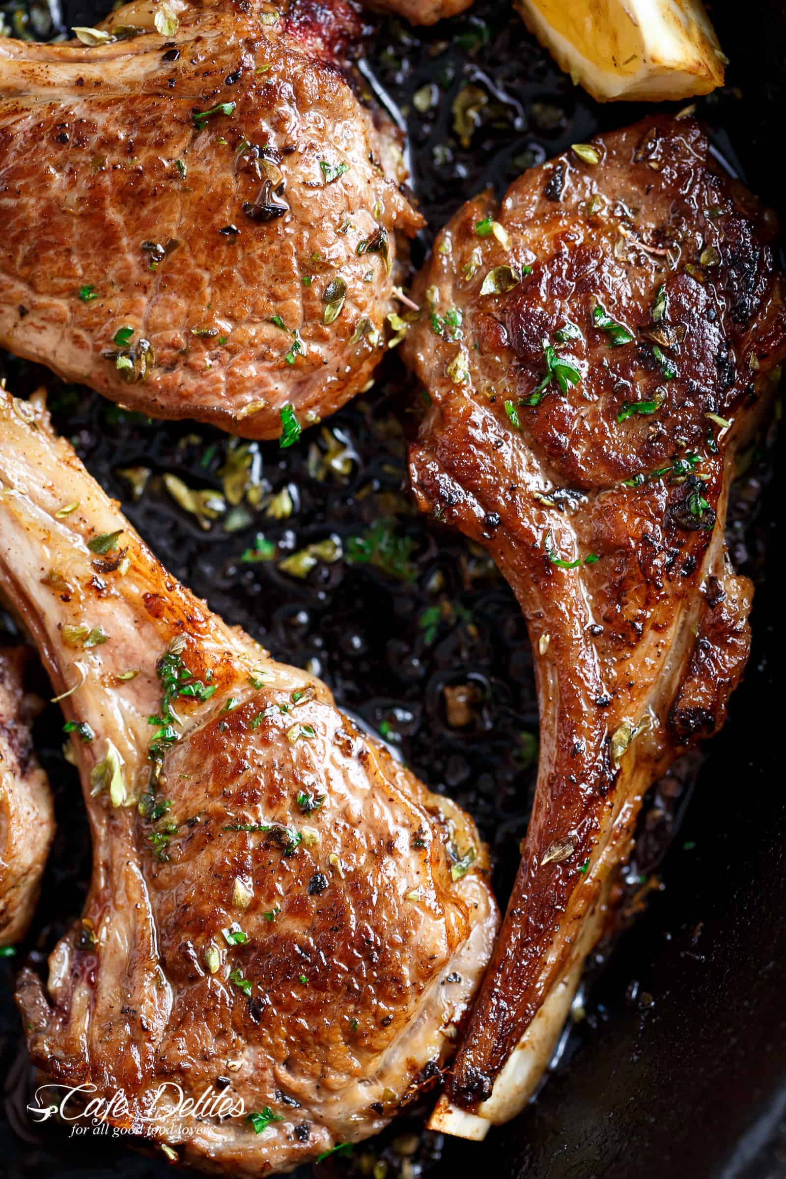Grilled lamb chops or pan fried, these homemade Greek Lamb Chops are incredible! | cafedelites.com