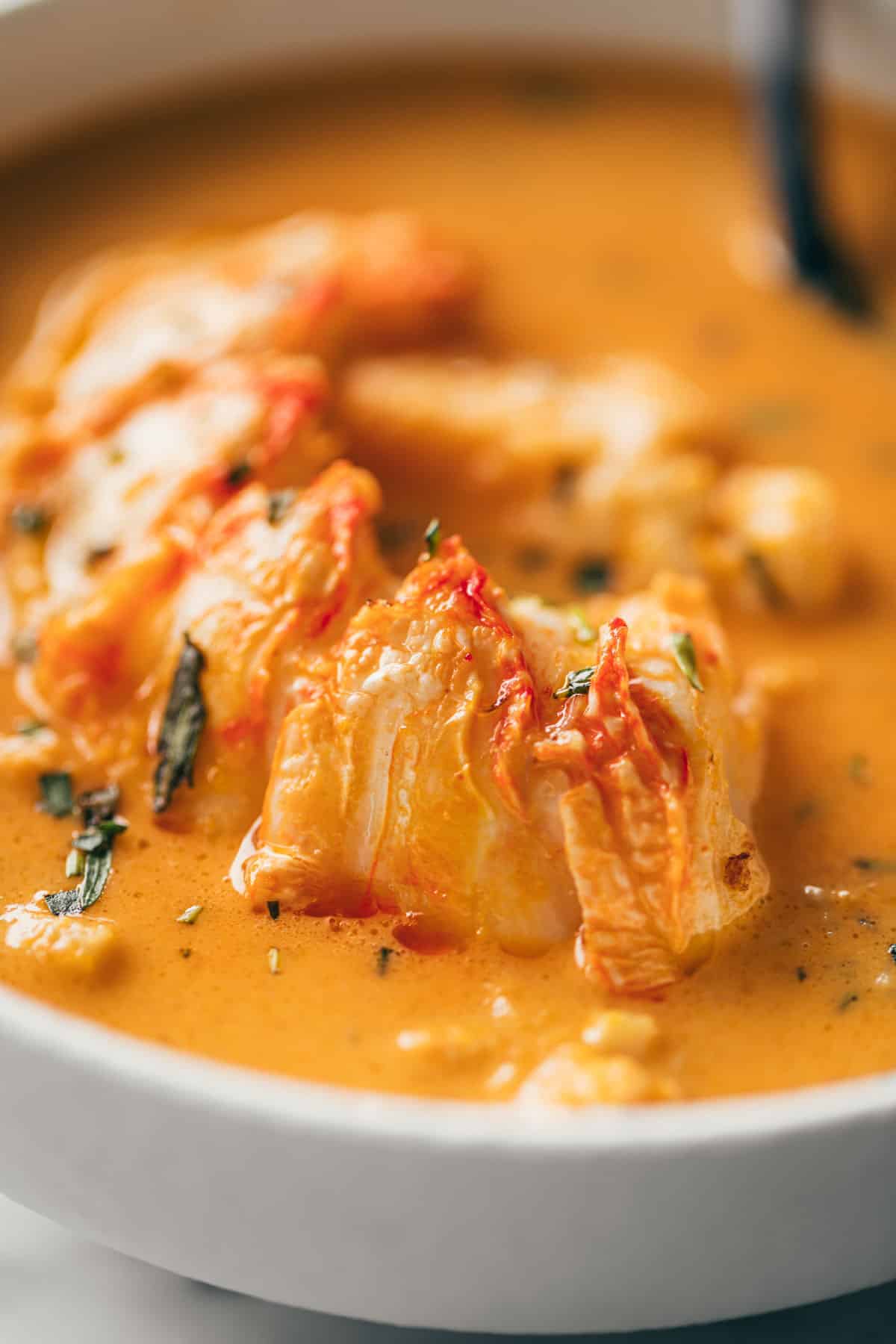 Lobster bisque with lobster tail meat #lobstertails #lobsterbisque