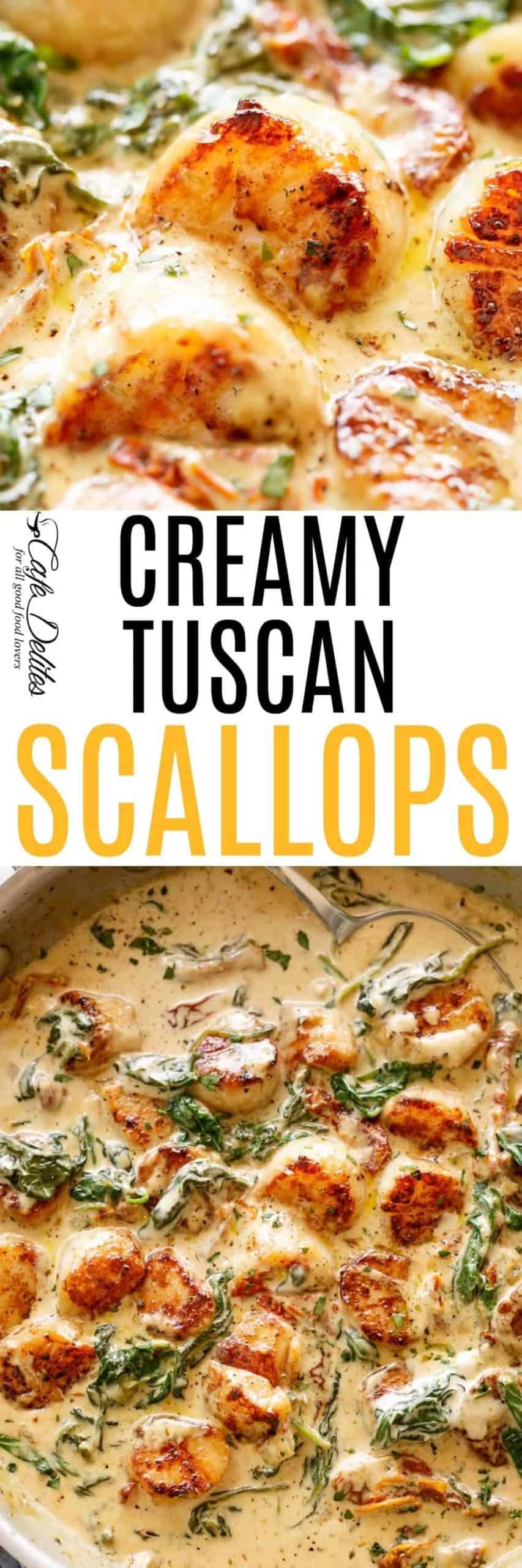 Creamy Tuscan Scallops | cafedelites.com